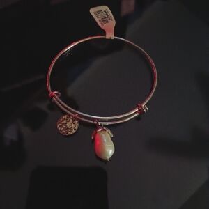 Elegant Silver Bangle with Pearl Charm